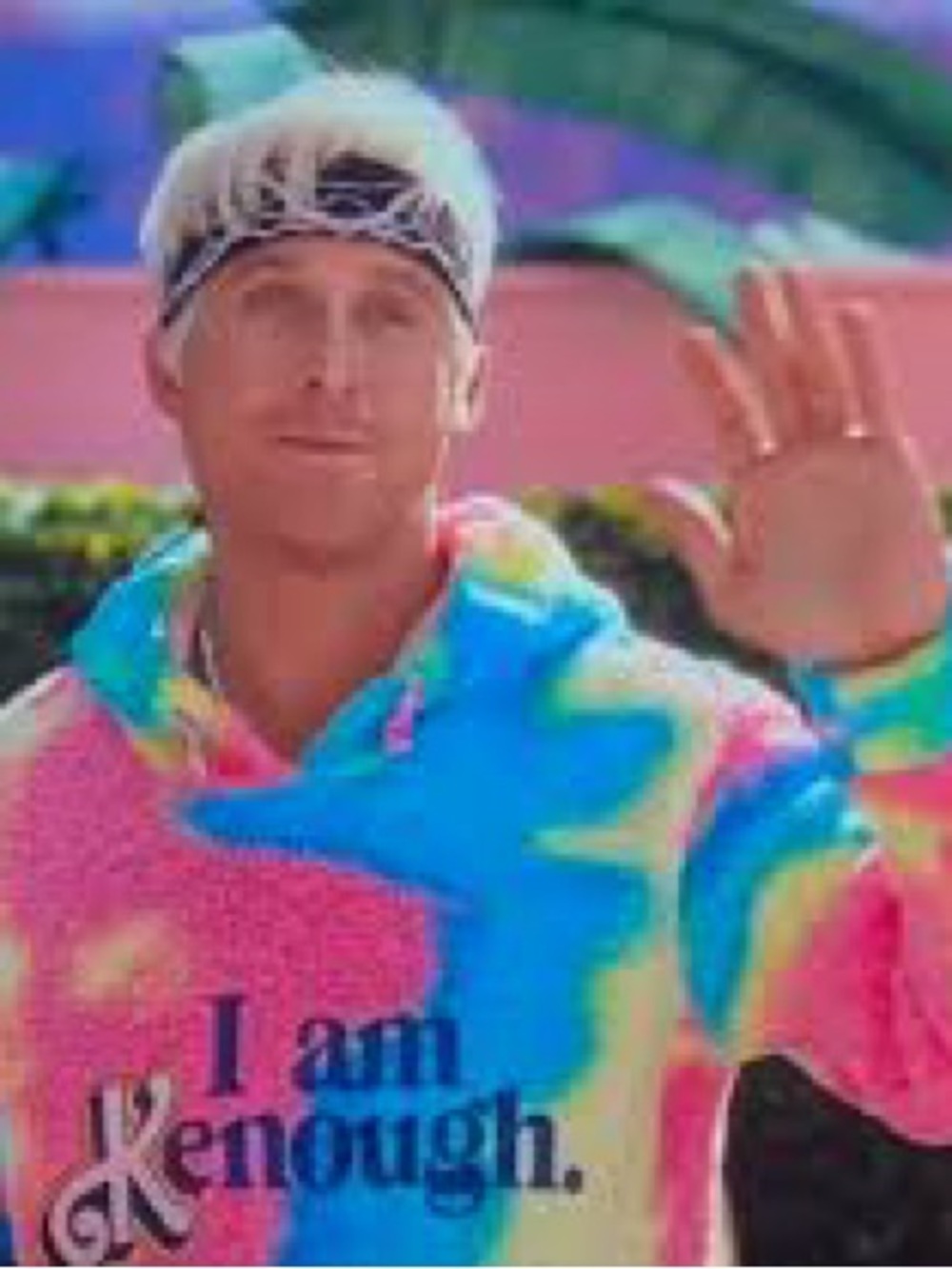 Mattel Tie-Dye Sherpa Hoodie in Pink, Yellow & Blue - "I Am Kenough"